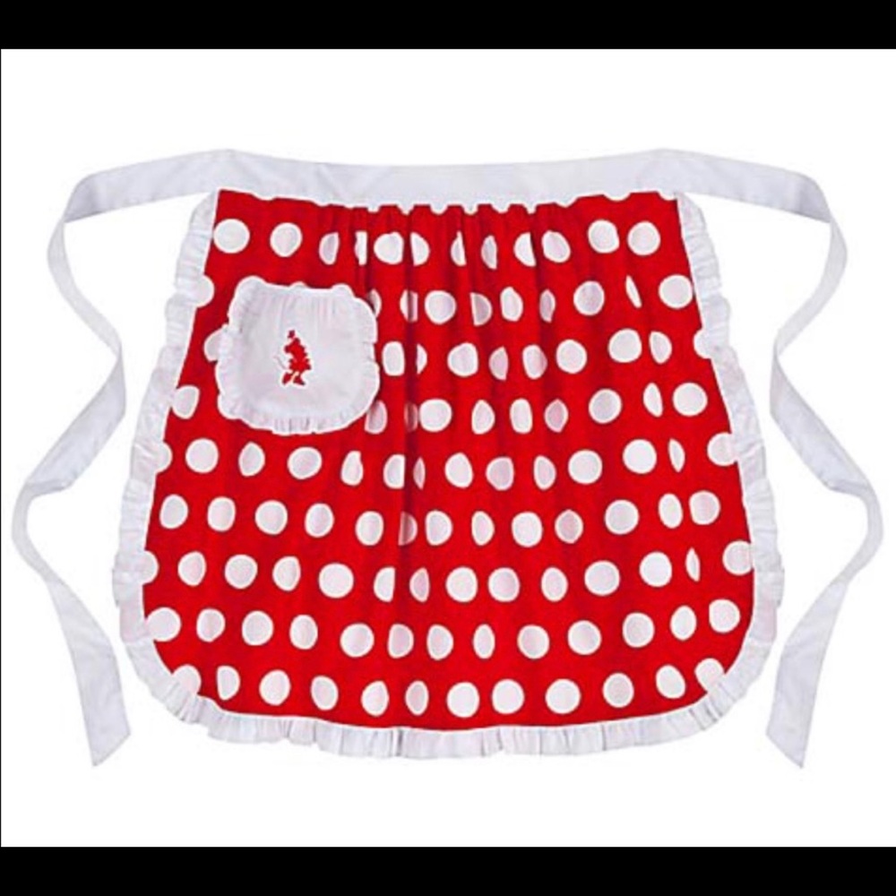 Disneyland Parks Minnie Mouse Apron Red Poka Dots Cooking Baking